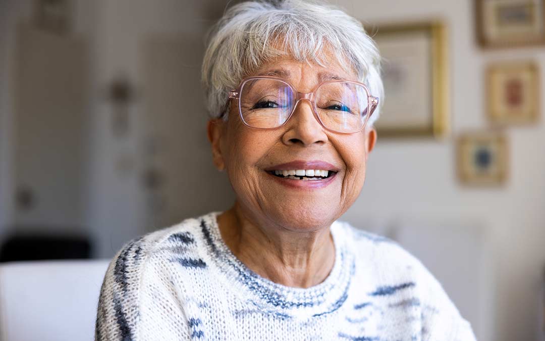 mature woman smiling at home